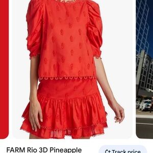 NWT FARM Rio Red 3D Pineapple Top